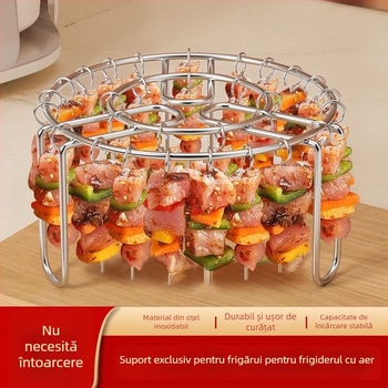 Suport pentru frigărui din oțel inox, grătar vertical pentru BBQ și cuptor cu aer pentru uz casnic