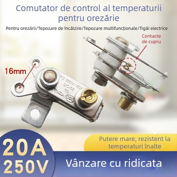 Termostat electric 20A pentru oală electrică, întrerupător de control al temperaturii cu contacte din cupru, limitator de temperatură, accesorii pentru tigaie electrică și oală de orez