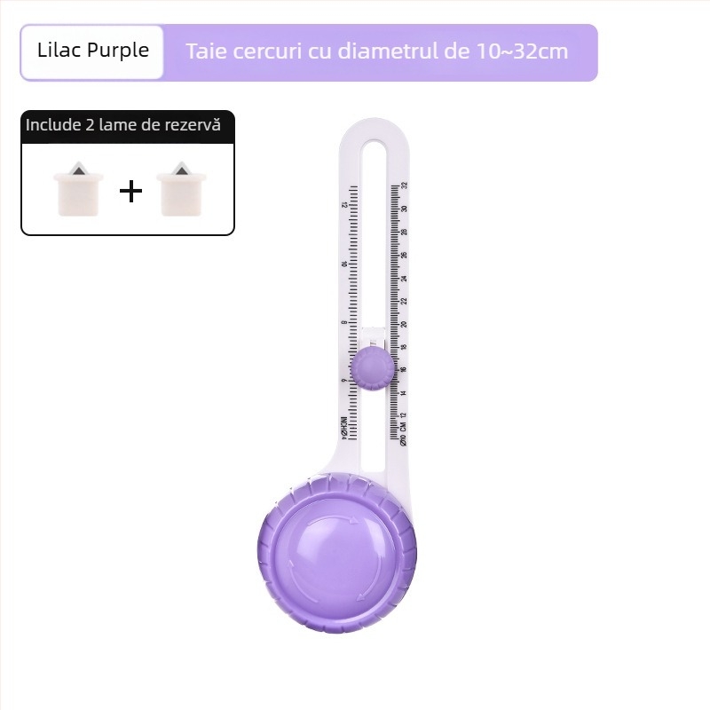Tăietor circular rotativ pentru hârtie – cuțit compas, instrument DIY de tăiere până la A4, culori verde, roz, mov