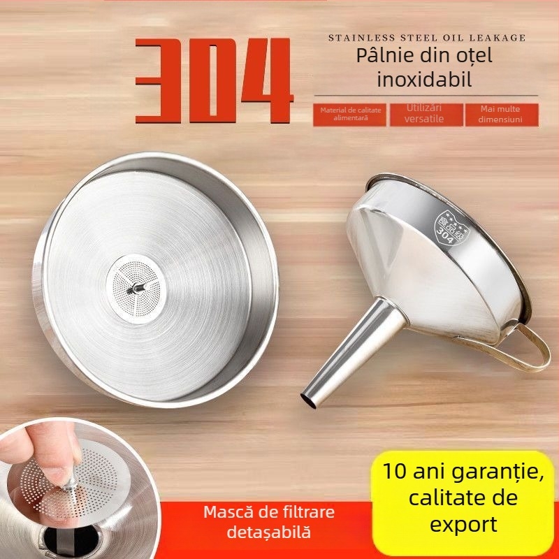 Con de turnare din oțel inoxidabil 304, design întărit, pentru vin și ulei, cu deschideri mari și mici, filtru de bucătărie pentru uz casnic
