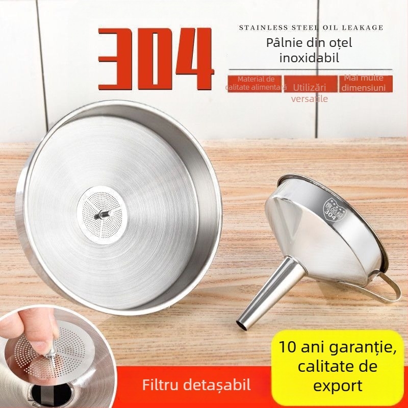 Con de turnare din oțel inoxidabil 304, design întărit, pentru vin și ulei, cu deschideri mari și mici, filtru de bucătărie pentru uz casnic
