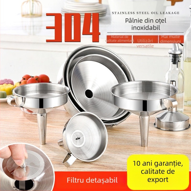Con de turnare din oțel inoxidabil 304, design întărit, pentru vin și ulei, cu deschideri mari și mici, filtru de bucătărie pentru uz casnic