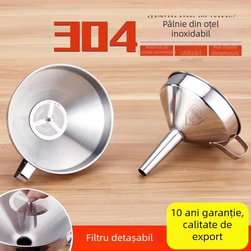 Con de turnare din oțel inoxidabil 304, design întărit, pentru vin și ulei, cu deschideri mari și mici, filtru de bucătărie pentru uz casnic