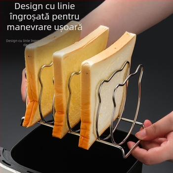 Raft din oțel inoxidabil, în formă de urs, pentru toaster în bucătăria de acasă, accesoriu pentru friteuza cu aer, raft pentru pâine asimetric