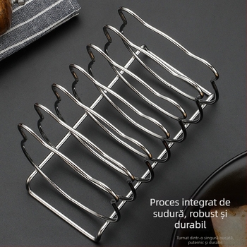Raft din oțel inoxidabil, în formă de urs, pentru toaster în bucătăria de acasă, accesoriu pentru friteuza cu aer, raft pentru pâine asimetric
