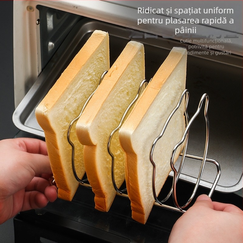 Raft din oțel inoxidabil, în formă de urs, pentru toaster în bucătăria de acasă, accesoriu pentru friteuza cu aer, raft pentru pâine asimetric