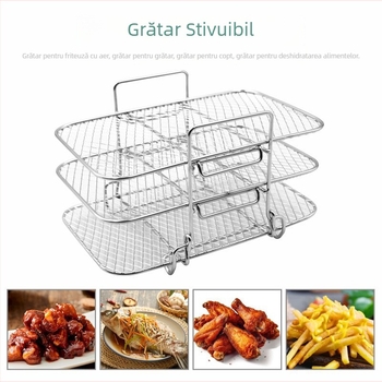 Suport grill detașabil cu trei niveluri pentru friteuza cu aer, raft pentru aburi, oțel inoxidabil 304