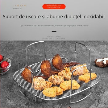 Gril din oțel inoxidabil 304 pentru friteuza cu aer: suport dreptunghiular pentru uscare și abur, grilă pentru legume, plasă pentru grătar, suport pentru pâine