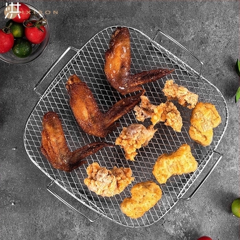 Gril din oțel inoxidabil 304 pentru friteuza cu aer: suport dreptunghiular pentru uscare și abur, grilă pentru legume, plasă pentru grătar, suport pentru pâine