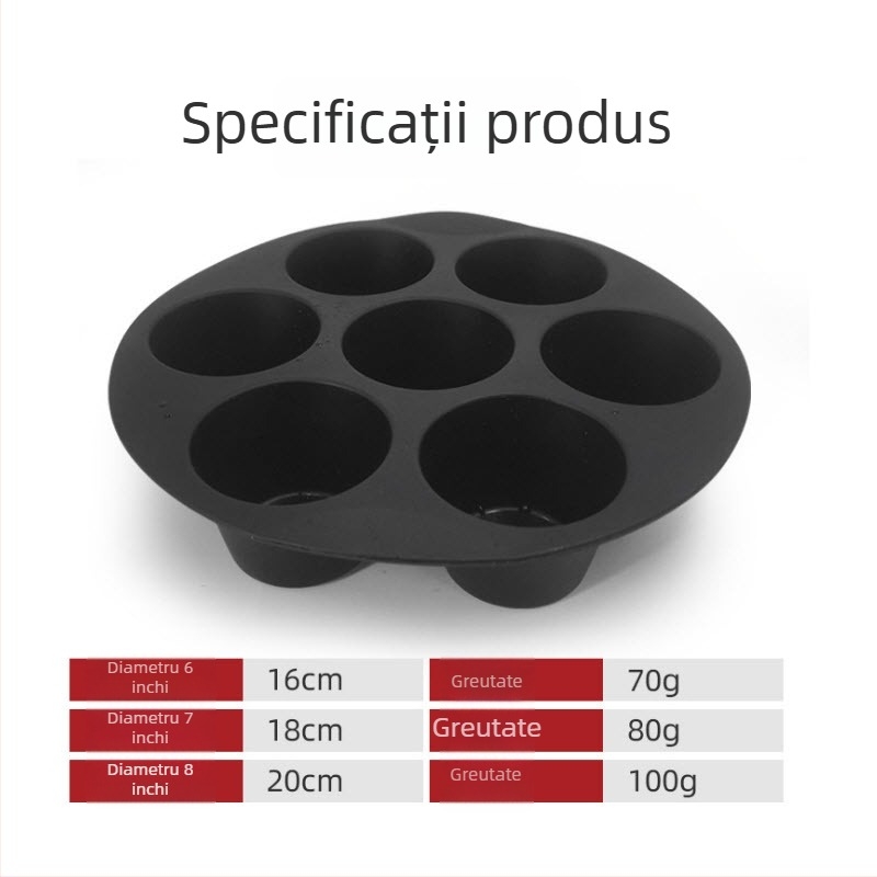 Set cu 7 forme din silicon pentru brioșe, pentru friteuză cu aer, compatibil cu modele de 3,5–5,8 L