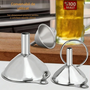 Set din oțel inoxidabil pentru bucătărie, certificat FCM – pâlnie de ulei cu diametru mare și pâlnii pentru alcool în dimensiuni mari, medii și mici – trei piese