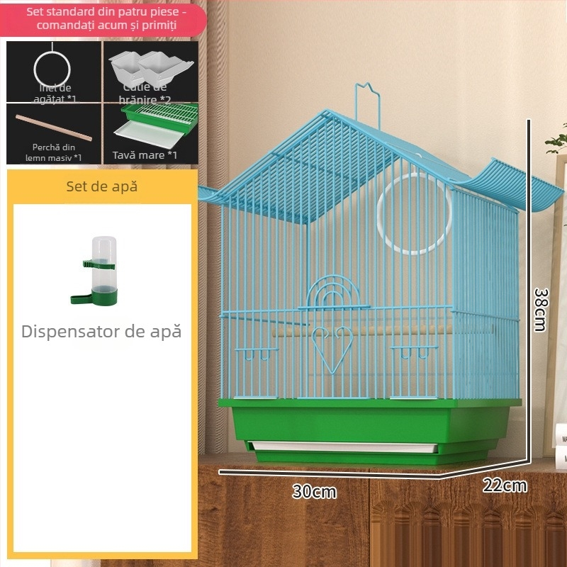 Cușcă de păsări mică pentru interior pentru papagali, păsări îndrăgostite, budgerigari, finci și alte păsări pentru reproducere și creștere