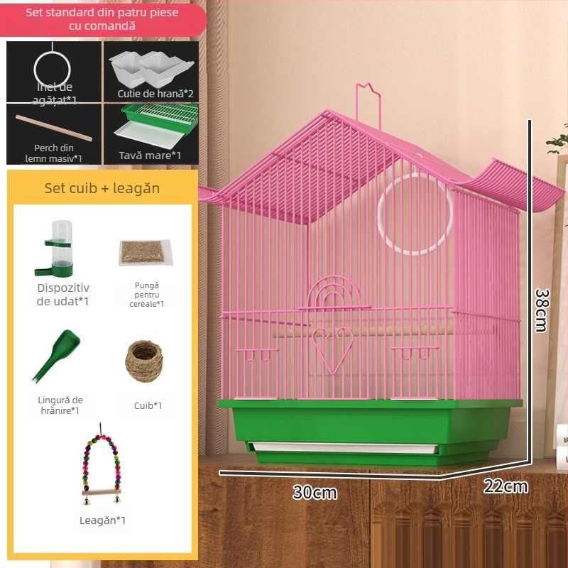 Cușcă de păsări mică pentru interior pentru papagali, păsări îndrăgostite, budgerigari, finci și alte păsări pentru reproducere și creștere