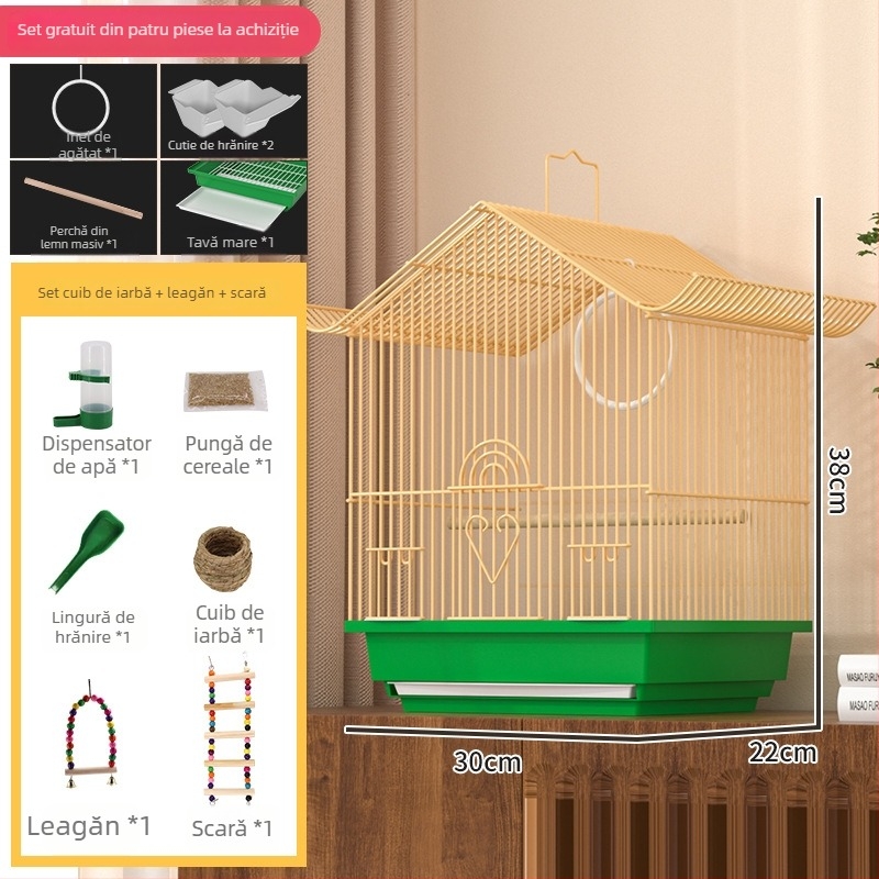 Cușcă de păsări mică pentru interior pentru papagali, păsări îndrăgostite, budgerigari, finci și alte păsări pentru reproducere și creștere