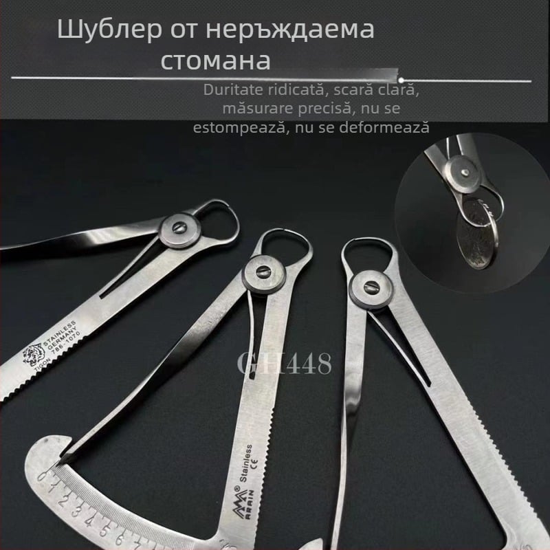 Brilliant Caliper interior din oțel inoxidabil, divizor și compas, instrument de măsură, riglă pentru diametrul intern 0–10 mm, măsurător triunghiular de grosime