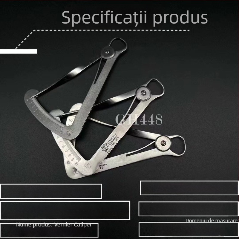 Brilliant Caliper interior din oțel inoxidabil, divizor și compas, instrument de măsură, riglă pentru diametrul intern 0–10 mm, măsurător triunghiular de grosime