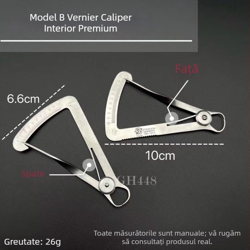 Brilliant Caliper interior din oțel inoxidabil, divizor și compas, instrument de măsură, riglă pentru diametrul intern 0–10 mm, măsurător triunghiular de grosime