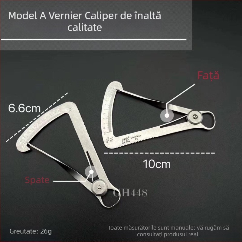 Brilliant Caliper interior din oțel inoxidabil, divizor și compas, instrument de măsură, riglă pentru diametrul intern 0–10 mm, măsurător triunghiular de grosime
