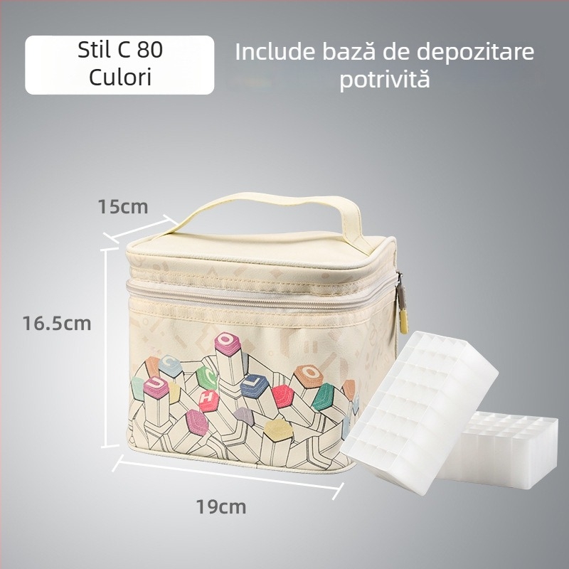 Etui din pânză pentru markeri, husă de depozitare portabilă, în stil rucsac, pentru markere (36/48/60/80 culori)