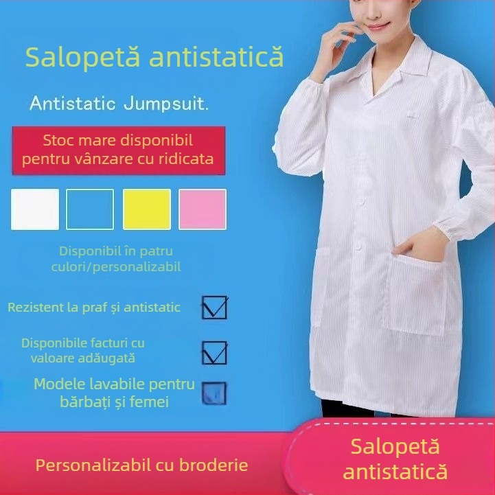 Îmbrăcăminte de lucru anti-static pentru producția electronică – costum din două piese pentru bărbați, protecție la praf și electricitate statică
