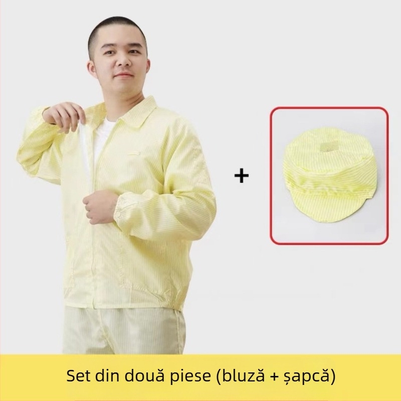 Îmbrăcăminte de lucru anti-static pentru producția electronică – costum din două piese pentru bărbați, protecție la praf și electricitate statică