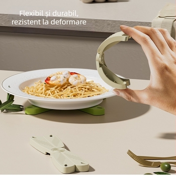 Covoraș din silicon pentru protecție termică a ceștilor și oalelor, pliabil și de agățat, antialunecare și rezistent la temperaturi înalte