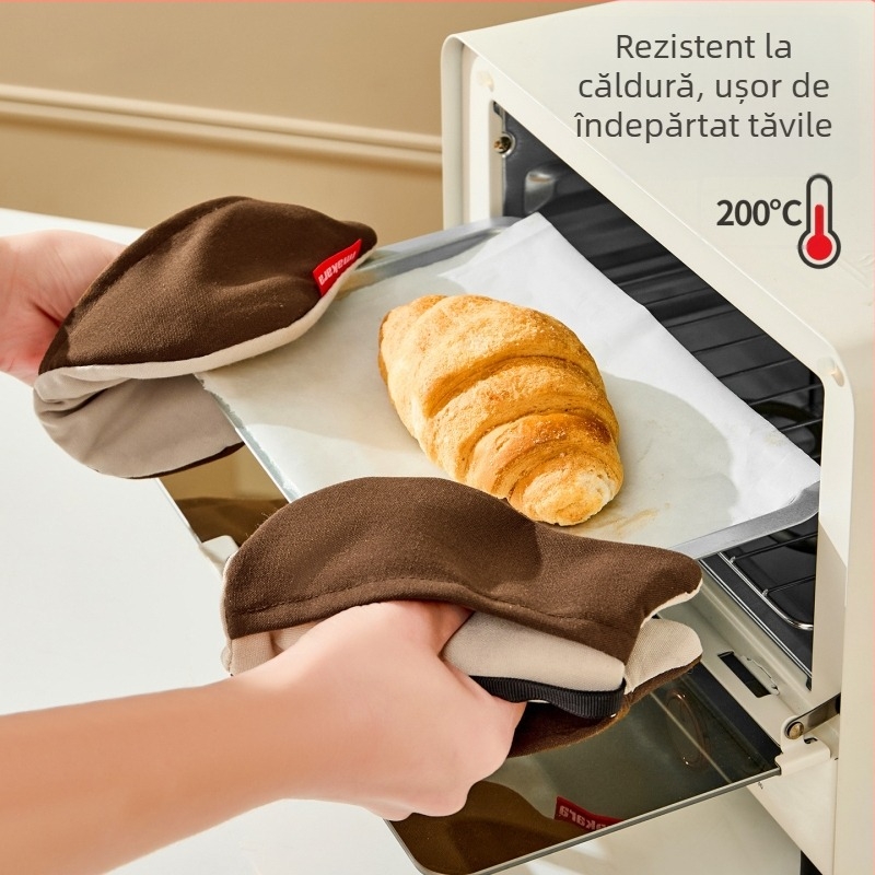 Mănuși groase din țesătură anti-arzuri pentru microunde, clips pentru preluarea vaselor, rezistente la temperaturi, antiderapante și durabile, husă izolatoare pentru coacere