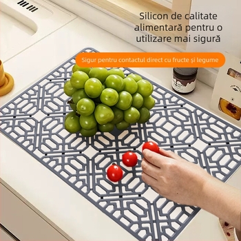 Covoraș pătrat din silicon izolant pentru cuptorul cu microunde, protecție împotriva arsurilor, bucătărie în aer liber, covoraș de drenaj, suport pentru tacâmuri și aburi