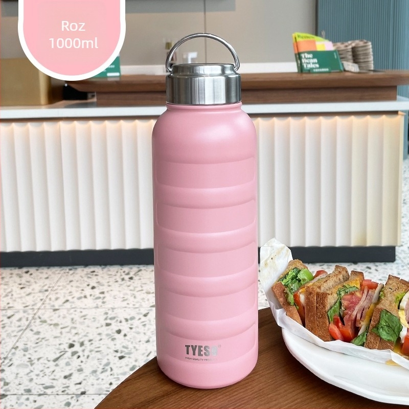 Termos din oțel inoxidabil, 1000 ml, portabil, design minimalist, unisex
