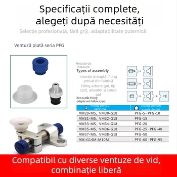 CRG Conector pentru cupa de vid, design pagodă, bază de duză cu inserare dreaptă VM-G1/8 filet, accesoriu pentru manipulator robotic de prindere