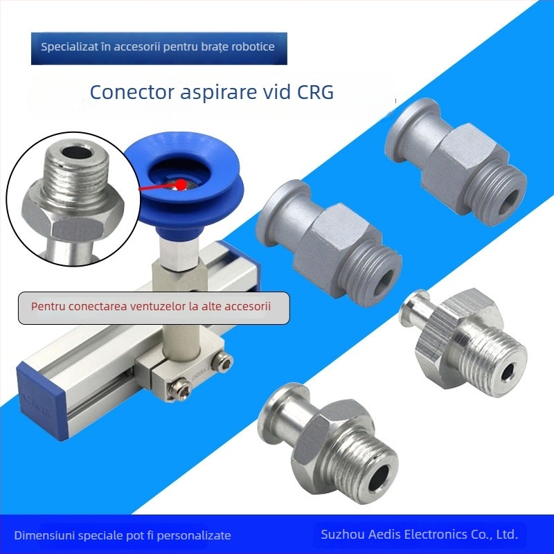 CRG Conector pentru cupa de vid, design pagodă, bază de duză cu inserare dreaptă VM-G1/8 filet, accesoriu pentru manipulator robotic de prindere