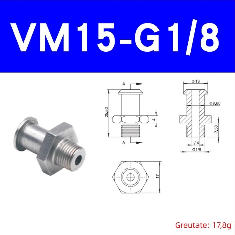 CRG Conector pentru cupa de vid, design pagodă, bază de duză cu inserare dreaptă VM-G1/8 filet, accesoriu pentru manipulator robotic de prindere