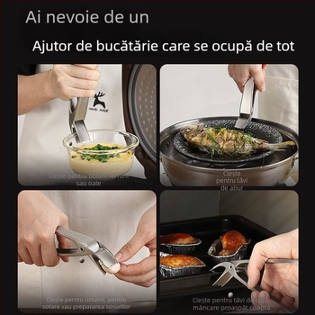 Clește de bucătărie anti-arzire din oțel inoxidabil 304, clemă multifuncțională pentru farfurii la abur, antialunecare