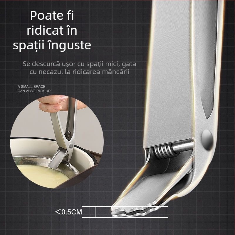 Clește de bucătărie anti-arzire din oțel inoxidabil 304, clemă multifuncțională pentru farfurii la abur, antialunecare