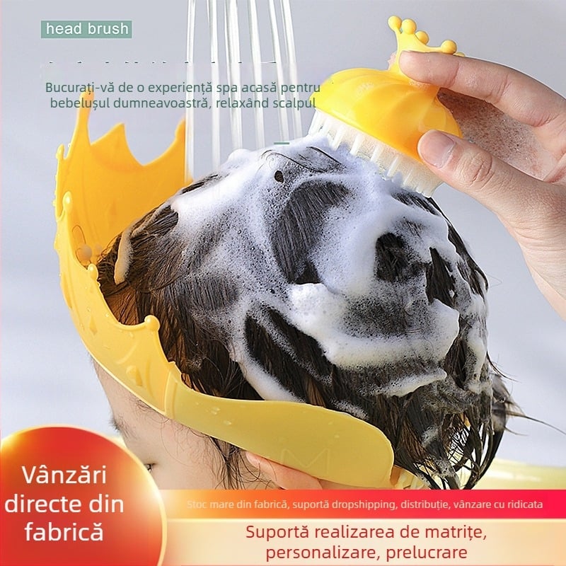 Perie Crown din silicon pentru baie, cu peri moi, perie de spălat bebeluți, minge de baie, masaj pentru nou-născuți și curățare