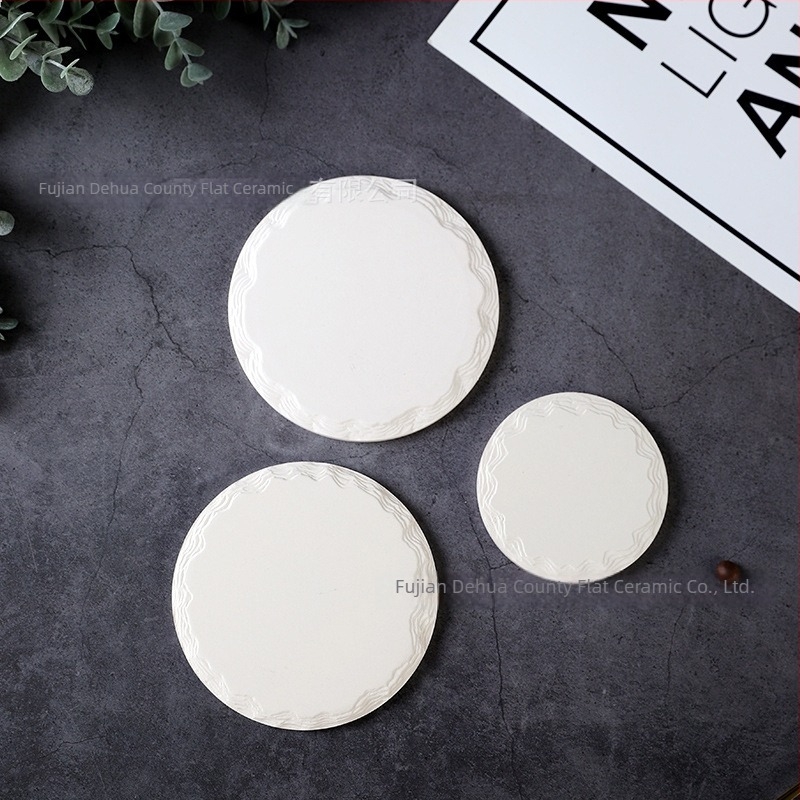 Suport ceramic pentru pahare cu absorbție de apă, ceramică albă neglazurată cu textură de piatră; covoraș izolant pentru oale și articole semi-finisate