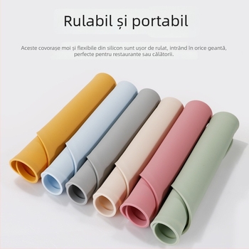 Covoraș semicerc din silicon, rezistent la temperatură, pentru farfurii, oale și pahare; protecție pentru masă
