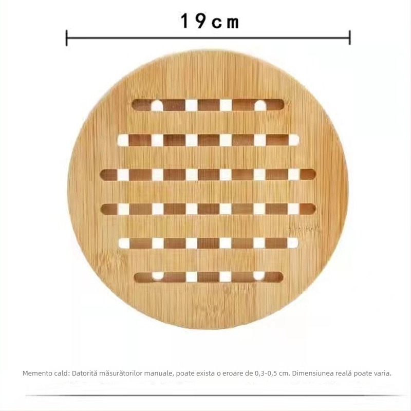 Suport de masă din bambus, pătrat, cu design plasă, izolație termică, mare