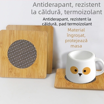 Covoraș din bambus cu plasă izolatoare termică, pentru uz casnic, șervețel de masă imprimat, covoraș pentru oale și caserole, protecție împotriva arsurilor la masă