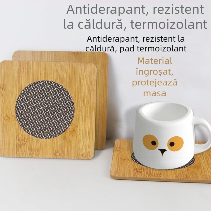 Covoraș din bambus cu plasă izolatoare termică, pentru uz casnic, șervețel de masă imprimat, covoraș pentru oale și caserole, protecție împotriva arsurilor la masă