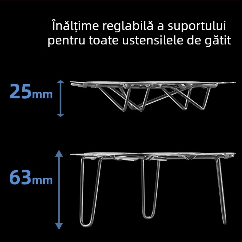 Raft de aburi din oțel inoxidabil 304, pliabil, reglabil și multifuncțional pentru bucătărie
