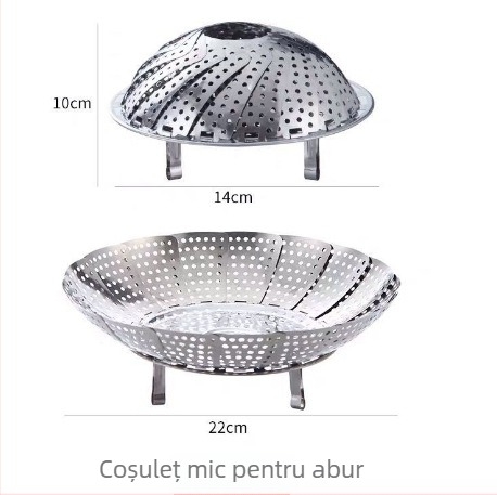 Suport de abur din oțel inoxidabil, pliabil și extensibil, cu margini îndoite, vas de aburi multifuncțional și farfurie pentru fructe