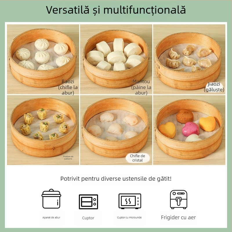 Pânză antiaderentă pentru abur pentru baozi și mantou, tifon din bumbac, hârtie pentru abur, uz casnic