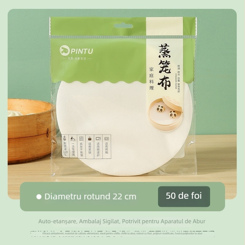 Pânză antiaderentă pentru abur pentru baozi și mantou, tifon din bumbac, hârtie pentru abur, uz casnic