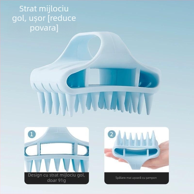 Pieptene din silicon pentru spălarea părului, masaj la scalp, pentru baie