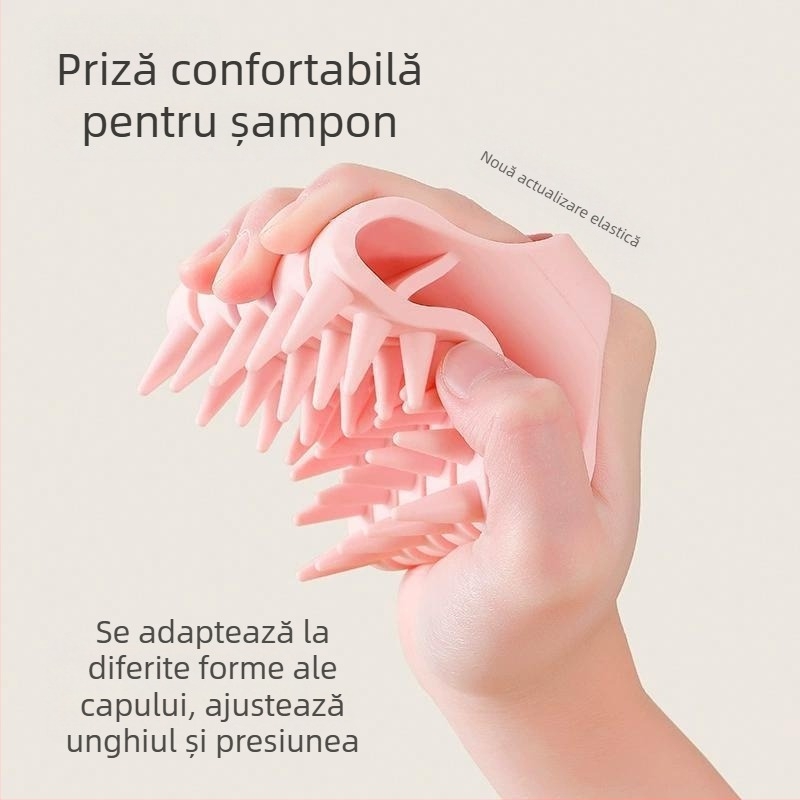Pieptene din silicon pentru spălarea părului, masaj la scalp, pentru baie