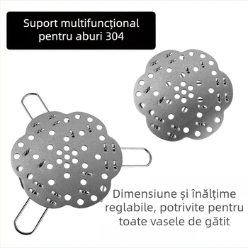 Raft de aburi din oțel inoxidabil 304, multifuncțional, pliabil și extensibil, grilă de abur mai groasă pentru bucătărie, suport înalt cu separare a apei, covoraș pentru oală