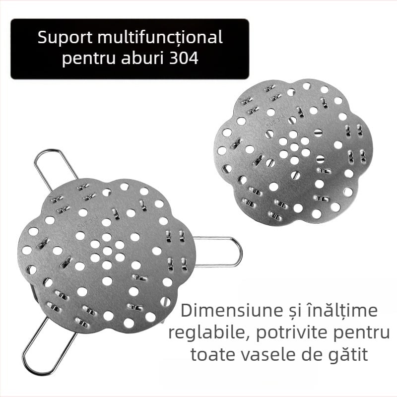 Raft de aburi din oțel inoxidabil 304, multifuncțional, pliabil și extensibil, grilă de abur mai groasă pentru bucătărie, suport înalt cu separare a apei, covoraș pentru oală
