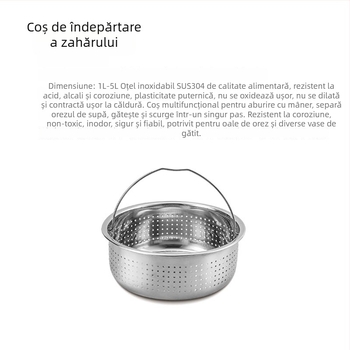 Set din oțel inoxidabil pentru uz casnic, cu gătitor de orez și aburire, coș de scurgere a orezului, oală sub presiune electrică, coș de aburi cu zahăr și separator pentru supă de orez