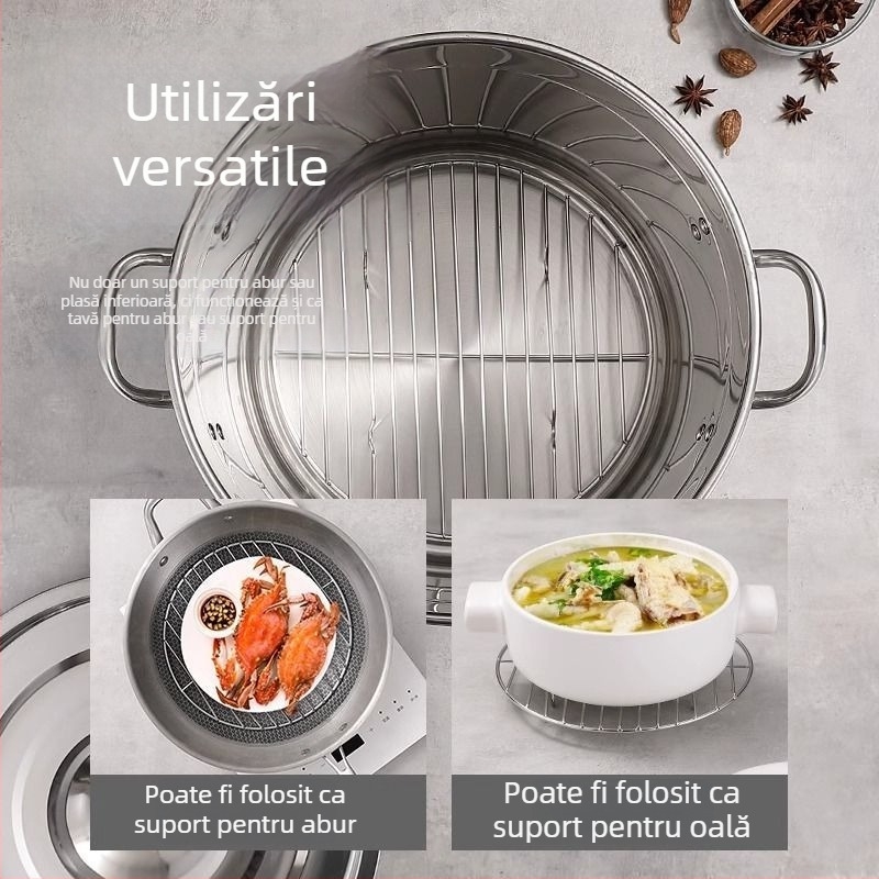 Oțel inoxidabil: grătar de abur pentru oală de supă, placă circulară antiaderentă pentru abur, grătar special pentru carne fiartă